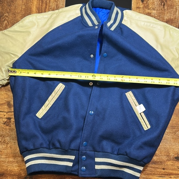 Holloway Varsity Letterman Jacket in Blue and Cream